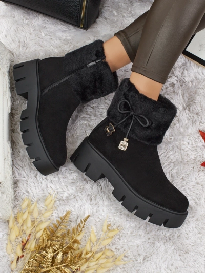 Высокие женские ботинки из эко-замши с мехом Vernaya
