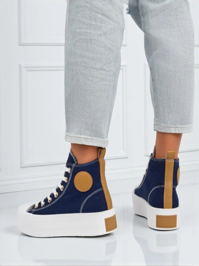 Adelina Capri Navy Blue Women's Sneakers on a Flat 4.5cm Platform