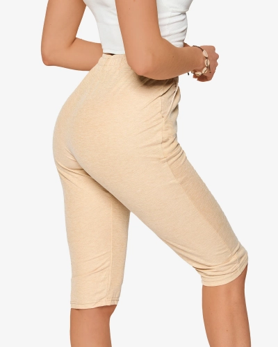 Naiste 3/4 pikkused riidest lühikesed püksid beežist PLUS SIZE- Rõivad