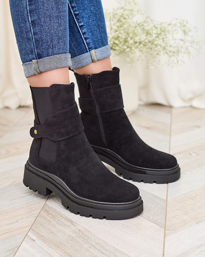 Royalfashion Black women's boots with decorative strap Doasa