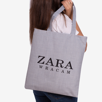 Gray fabric bag with the inscription - Accessories