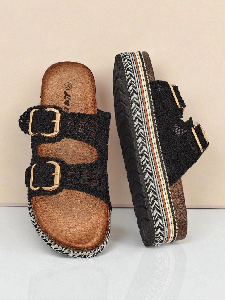 Royalfashion Женские сандалии на платформе с пряжками CorkStyle