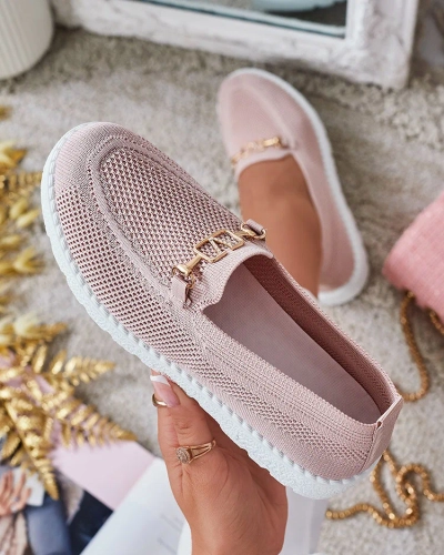 Royalfashion Женские тканевые мокасины с золотым украшением Erticae