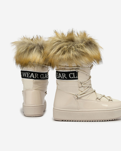 Royalfashion Children's slip-on shoes a'la snow boots with fur in beige Asika