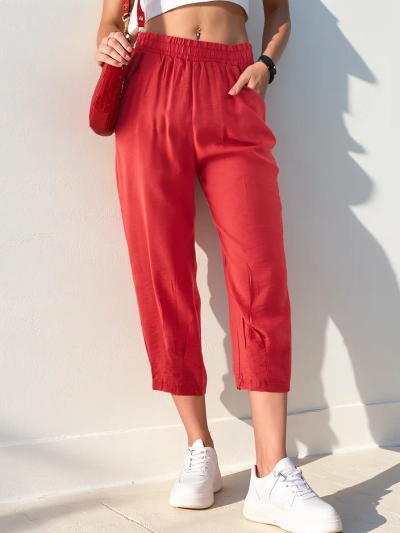 Royalfashion Straight women's trousers made of fabric 7/8