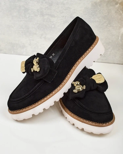 Nero Elegante Ecological Leather Moccasins