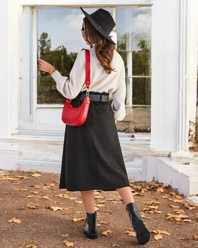 Royalfashion Women's midi skirt a' la suede