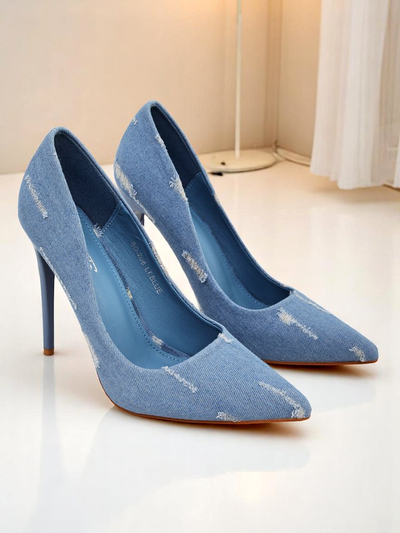 Royal Fashion Women's Denim High Heel Pumps