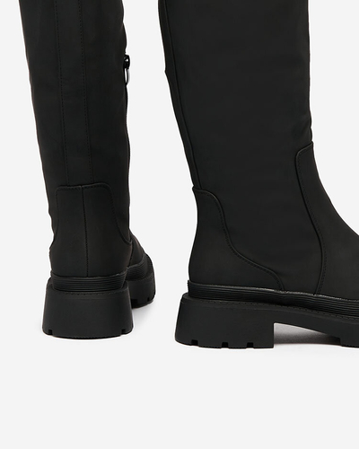 Royalfashion Matte black women's knee-high boots Ikemis