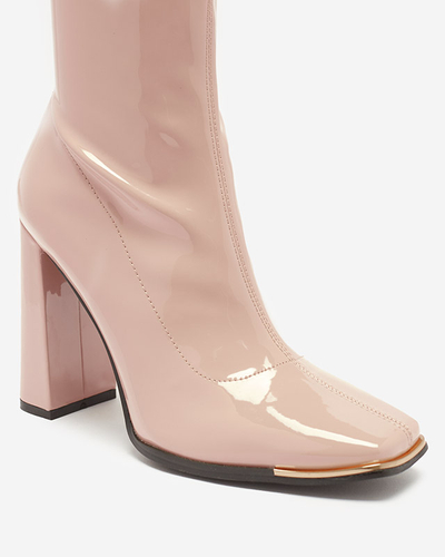 Light pink women's lacquered boots on the Rekila post - Footwear