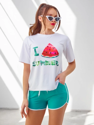 Royalfashion Women's sports set with t-shirt and shorts Watermelon