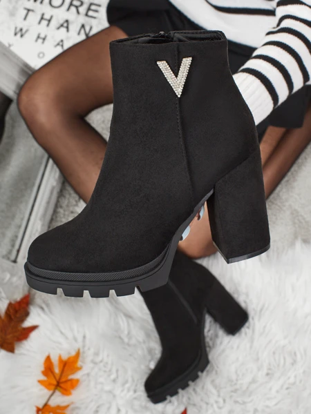 Venus Black Elegant Ankle Boots for Spring