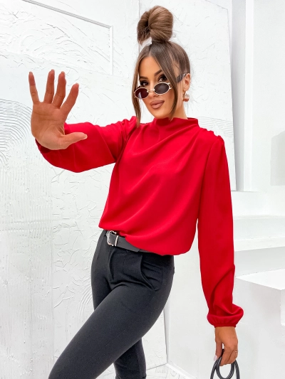 Royalfashion Kvinner sin blus me etståande krag