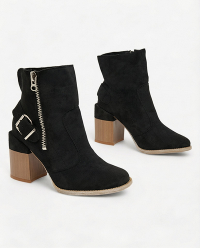 Royalfashion Black eco-suede women's high stiletto boots Acimra