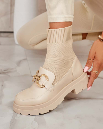 Beige women's high-top Qenarisa shoes - Footwear