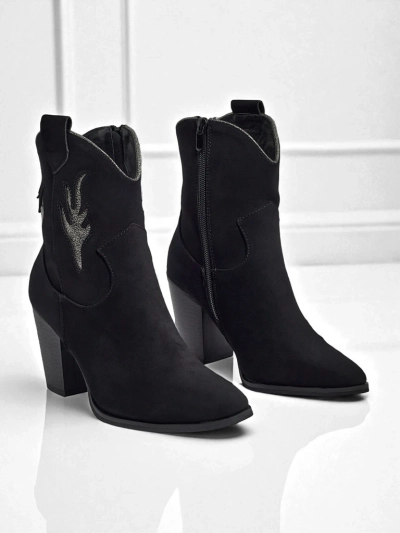 Women's heeled cowboy boots with decorative inserts Cendria