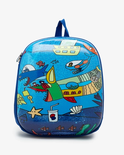 Royalfashion Backpack with fish in navy blue