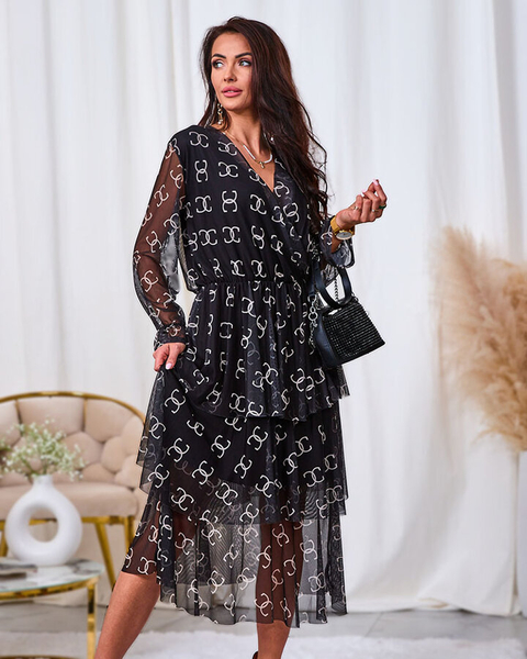 Royalfashion Must võrkmikleit trükiga