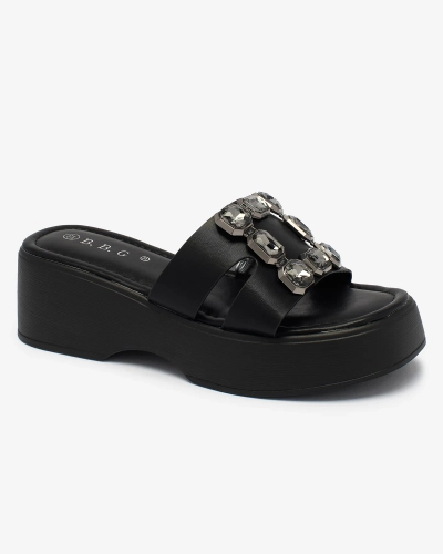 Royalfashion Black women's embellished flip-flops on a solid sole Norixi