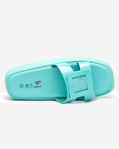 Women's mint slippers with Zegor ornament - Footwear