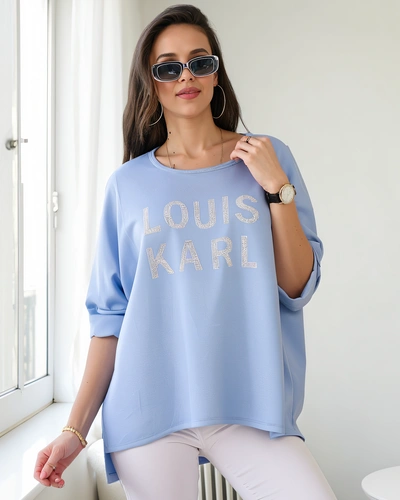 Royalfashion Women's viscose blouse with rhinestone inscriptions