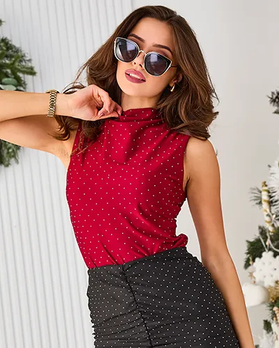 Royalfashion Kvinner's bluse med rhinestones