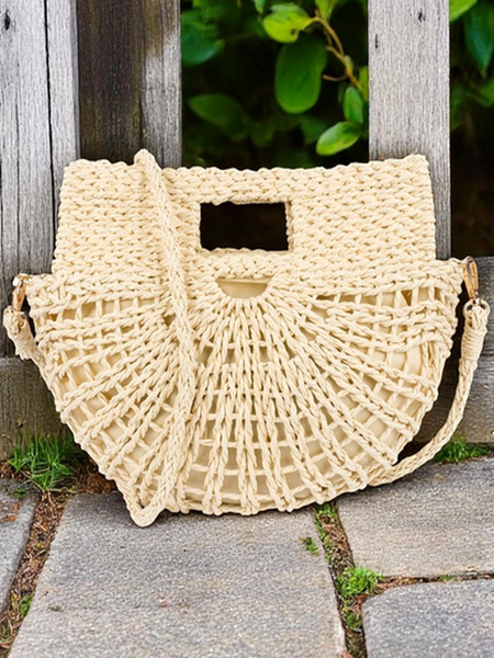 Royal Fashion Small Women's Straw Handbag Mini Moon Straw