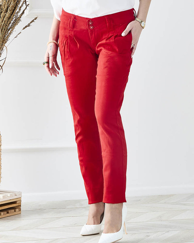 Women's red fabric low waist trousers - Clothing