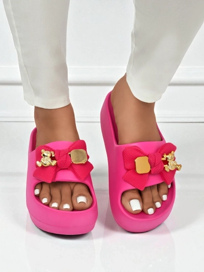 Royalfashion Women's rubber flip-flops with decorative bow Alday