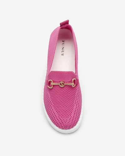 Fuchsia women's slip on sneakers with gold embellishment Enelida - Footwear