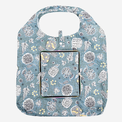 Gray, foldable, floral wallet shopping bag - Accessories