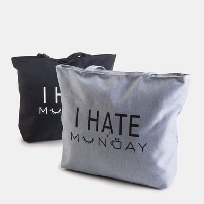 Gray shoulder bag with a print - Accessories