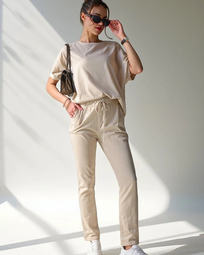 Royalfashion Women's cotton set with short sleeves and straight pants