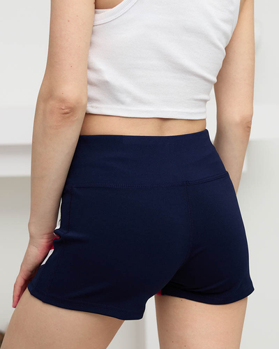 Navy blue shorts with a colored insert- Clothing