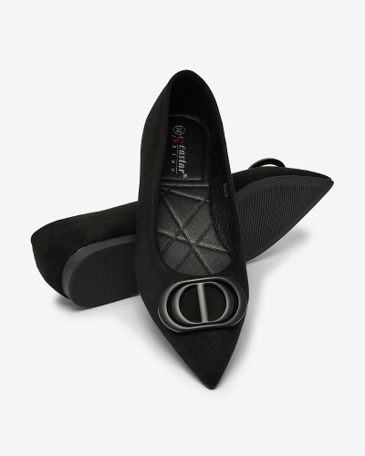 Royalfashion Black women's pointed-toe ballerinas with embellishment on the nose Tidita