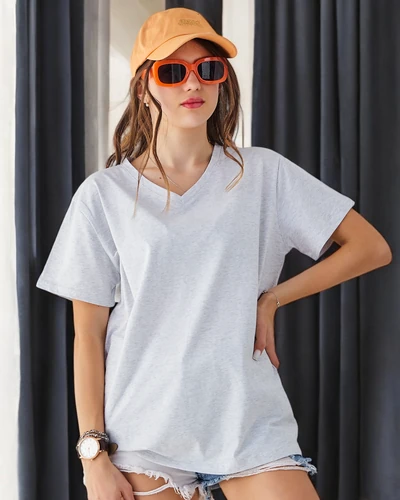 Royalfashion Naiste puuvillane mugav T-särk V-kaelusega