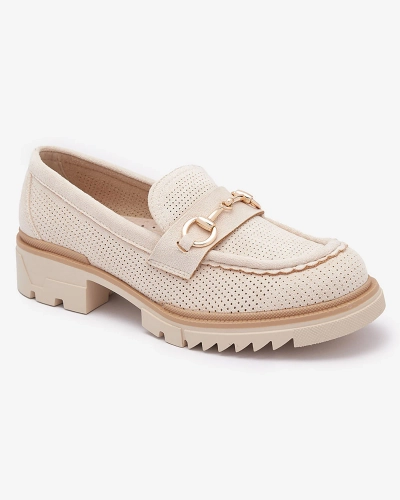 Cream openwork women's moccasins with chain Imerila - Footwear