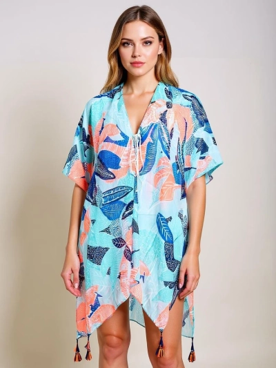 Callista Royalfashion Multicolor Knee-Length Pareo with V-Neck