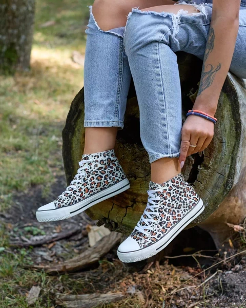 Royalfashion Naiste beežid, moe mustriga kõrged tossud Jungle Jive