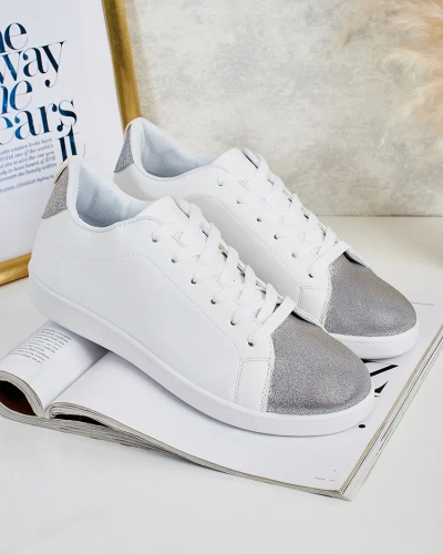 Royalfashion Calista hõbevalged stiilsed ökonahast naiste tossud