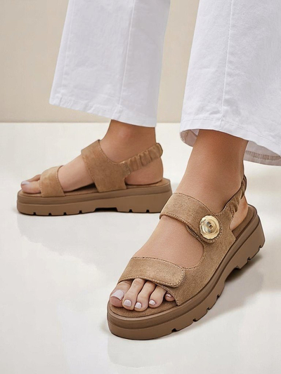 Naiste sandaalid Royalfashion Callisto pruunid öko-nahast platvormiga