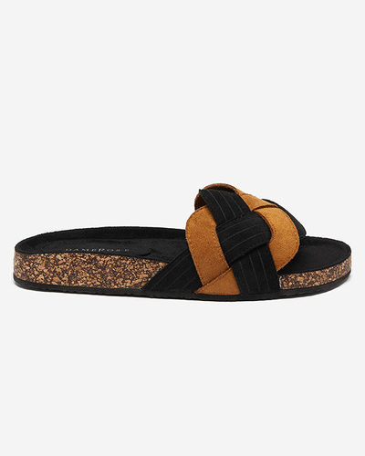 Royalfashion Women's eco-suede flip-flops in black and brown Zapri