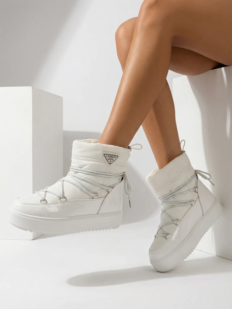 Royalfashion Женские ботинки-слипы a'la snow boots in white Vevnose