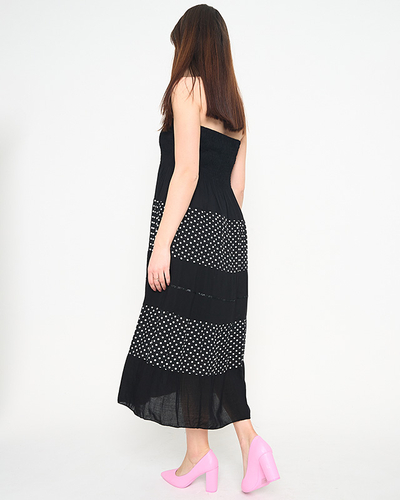 Black polka dot maxi skirt PLUS SIZE - Clothing