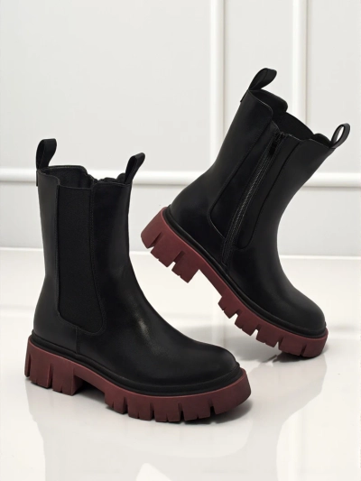 High eco-leather women's ankle boots with a colorful sole Dorvella