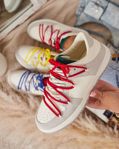 Valged ja hallid naiste sporditossud punaste pitsidega Olierinc - Jalatsid