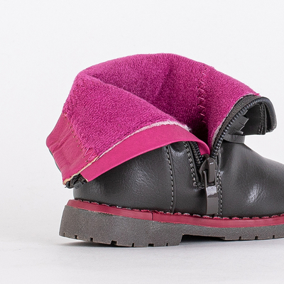 Gray children's boots made of eco leather Kisso - Footwear