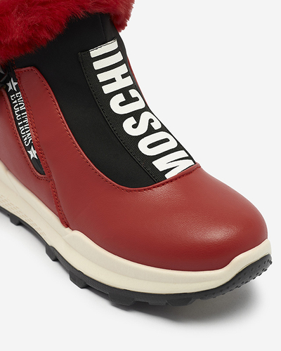 Red women's insulated boots with fur Scherr- Footwear