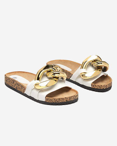 Naiste valged sussid Sofig-Footwear kaunistusega