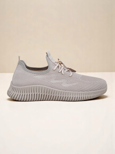 Aurelia Beige Royalfashion – Women's Beige Fabric Lace-up Sneakers
